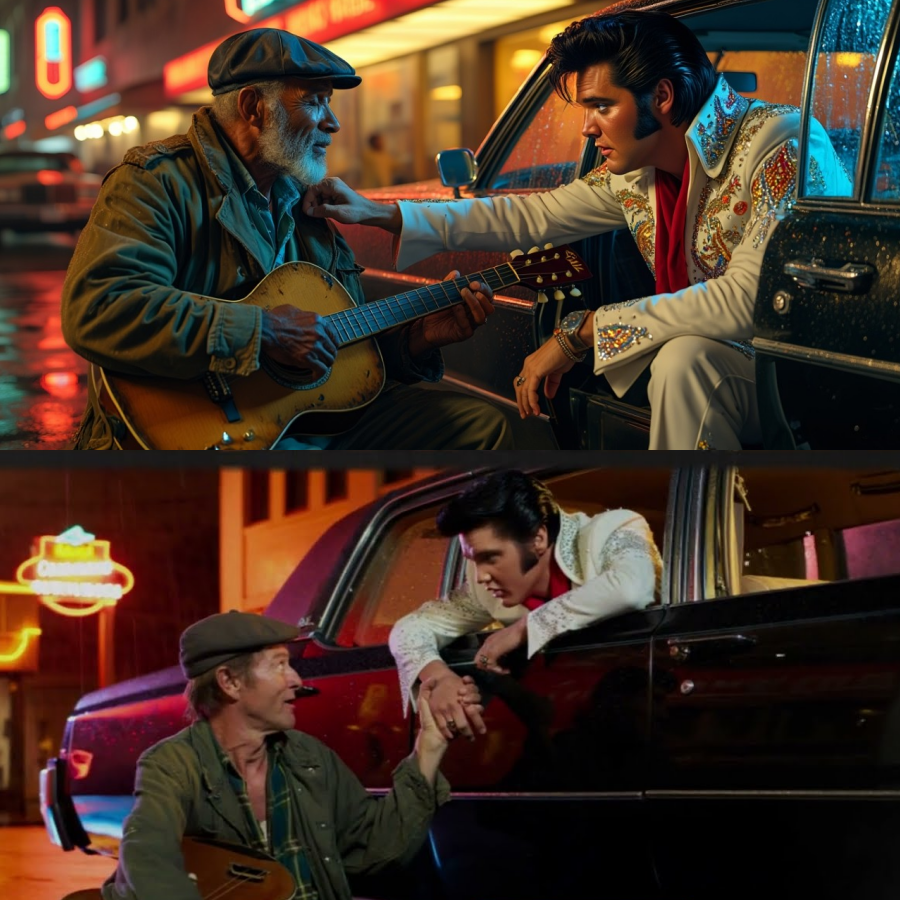 Elvis Presley STOPS his limousine for homeless musician — what happens next goes WORLDWIDE 