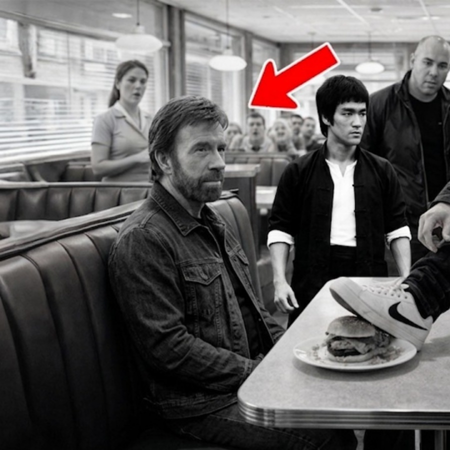 A Thug Put His Foot On Chuck & Bruce Lee’s hamburger plate — he didn’t know who he was messing with.
