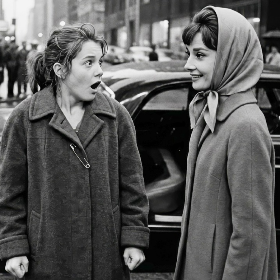 Broke Girl Singing ‘Moon River’ on the Street When Suddenly Audrey Hepburn Stepped Out of Her Car
