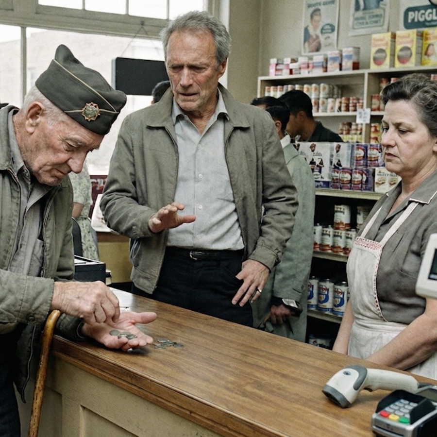 War Hero Counted Coins for BREAD —What Clint did Next STUNNED Entire Store