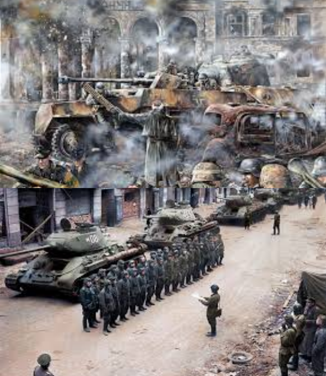 German Infantry Against Russian Tanks. The Last Line of Defense at Berlin.
